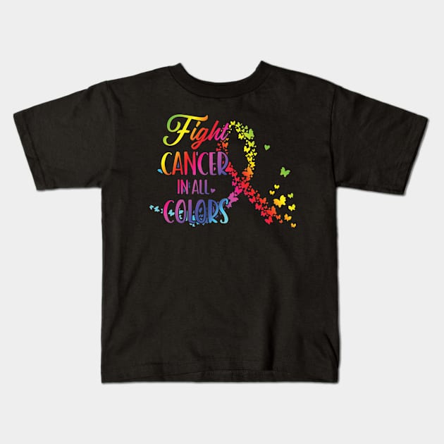 Fight Cancer in all colors Breast Cancer Awareness Mental Health Autism Awareness Kids T-Shirt by Gaming champion